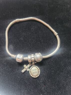 Pandora Charm Bracelet S925 ALE Snake Chain Stopper Beads Dangle Charms Silver